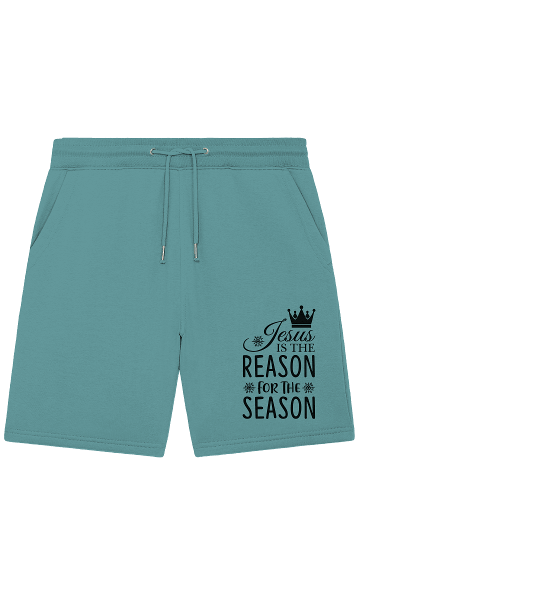 Jesus – Der Grund für die Weihnachtszeit | Christliche Geschenke - Organic Jogger Shorts - Hosen - Teal Monstera - GfoitMa