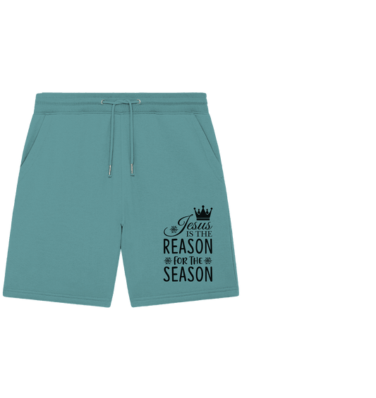 Jesus – Der Grund für die Weihnachtszeit | Christliche Geschenke - Organic Jogger Shorts - Hosen - Teal Monstera - GfoitMa