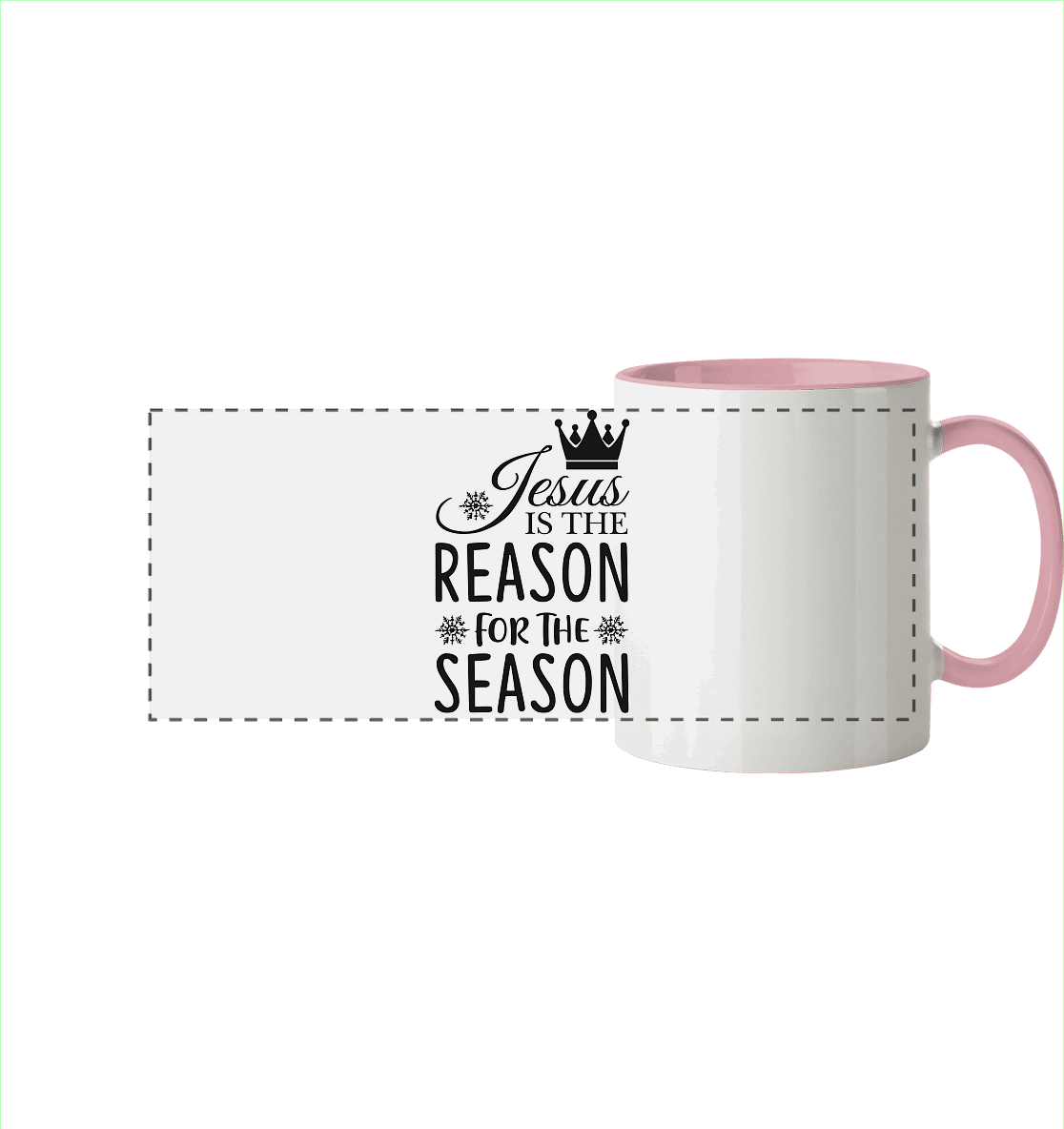 Jesus – Der Grund für die Weihnachtszeit | Christliche Geschenke - Panorama Tasse zweifarbig - Trinkgefäße - Altrosa - GfoitMa