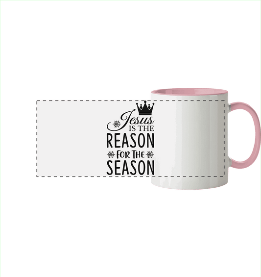Jesus – Der Grund für die Weihnachtszeit | Christliche Geschenke - Panorama Tasse zweifarbig - Trinkgefäße - Altrosa - GfoitMa