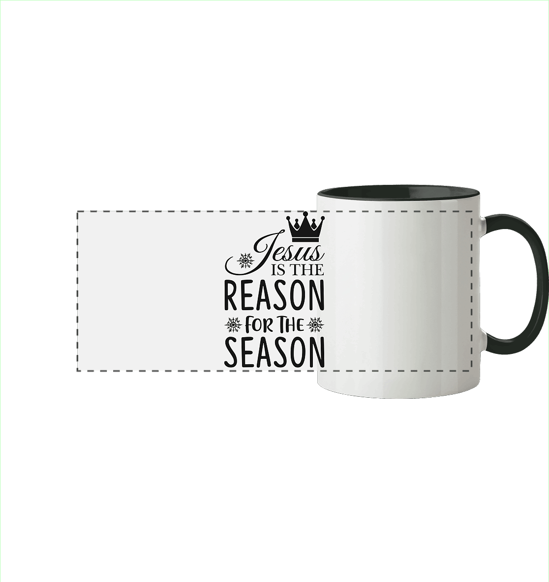 Jesus – Der Grund für die Weihnachtszeit | Christliche Geschenke - Panorama Tasse zweifarbig - Trinkgefäße - Black - GfoitMa