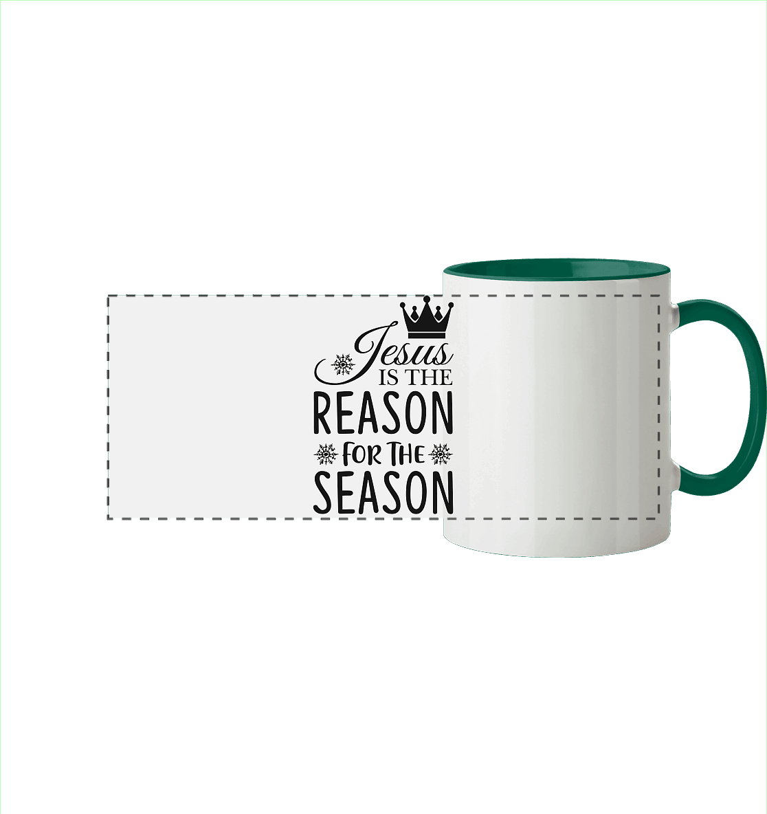 Jesus – Der Grund für die Weihnachtszeit | Christliche Geschenke - Panorama Tasse zweifarbig - Trinkgefäße - Dunkelgrün - GfoitMa