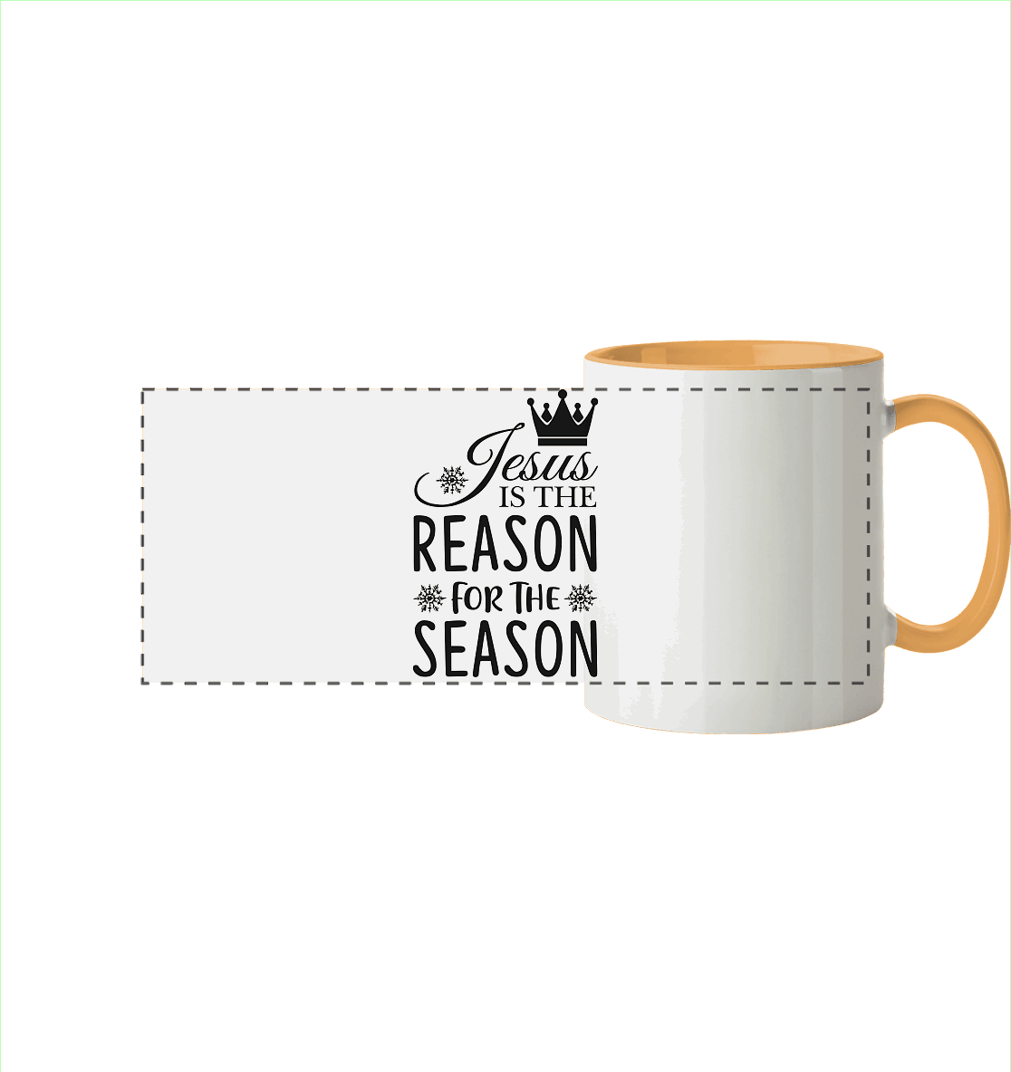 Jesus – Der Grund für die Weihnachtszeit | Christliche Geschenke - Panorama Tasse zweifarbig - Trinkgefäße - Goldgelb - GfoitMa
