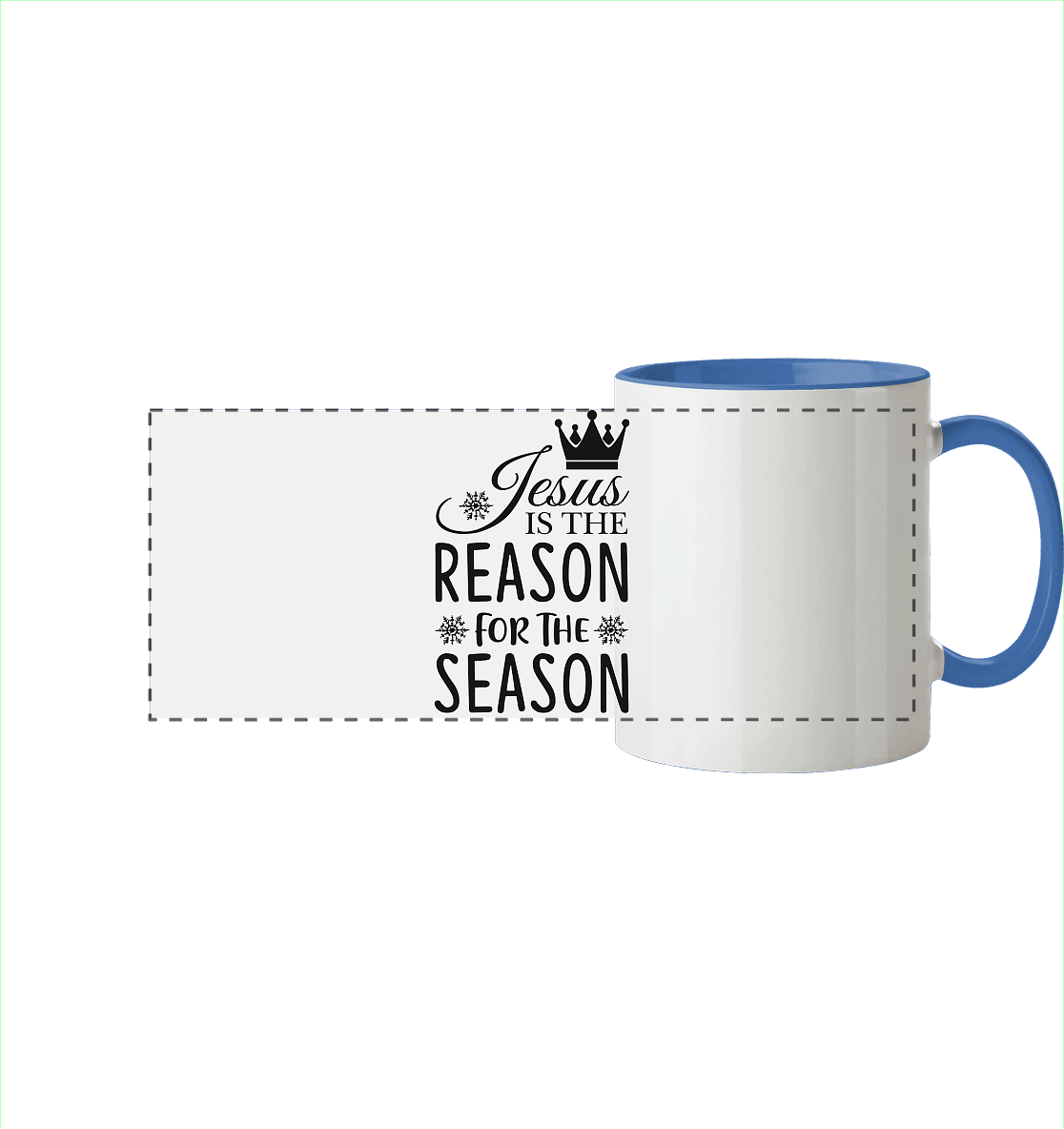 Jesus – Der Grund für die Weihnachtszeit | Christliche Geschenke - Panorama Tasse zweifarbig - Trinkgefäße - Cambridge Blue - GfoitMa