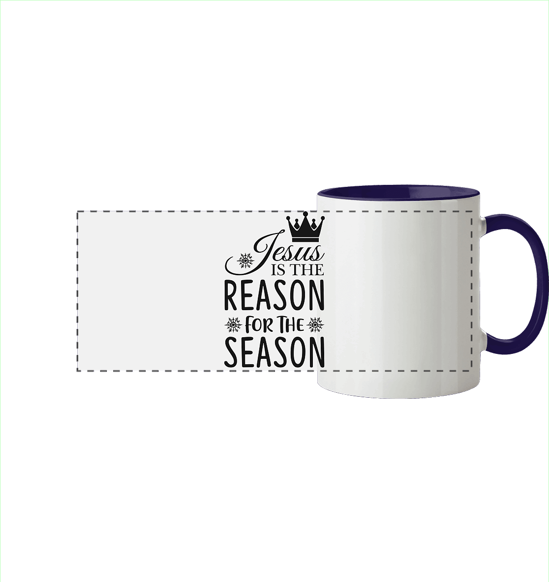 Jesus – Der Grund für die Weihnachtszeit | Christliche Geschenke - Panorama Tasse zweifarbig - Trinkgefäße - Kobaltblau - GfoitMa