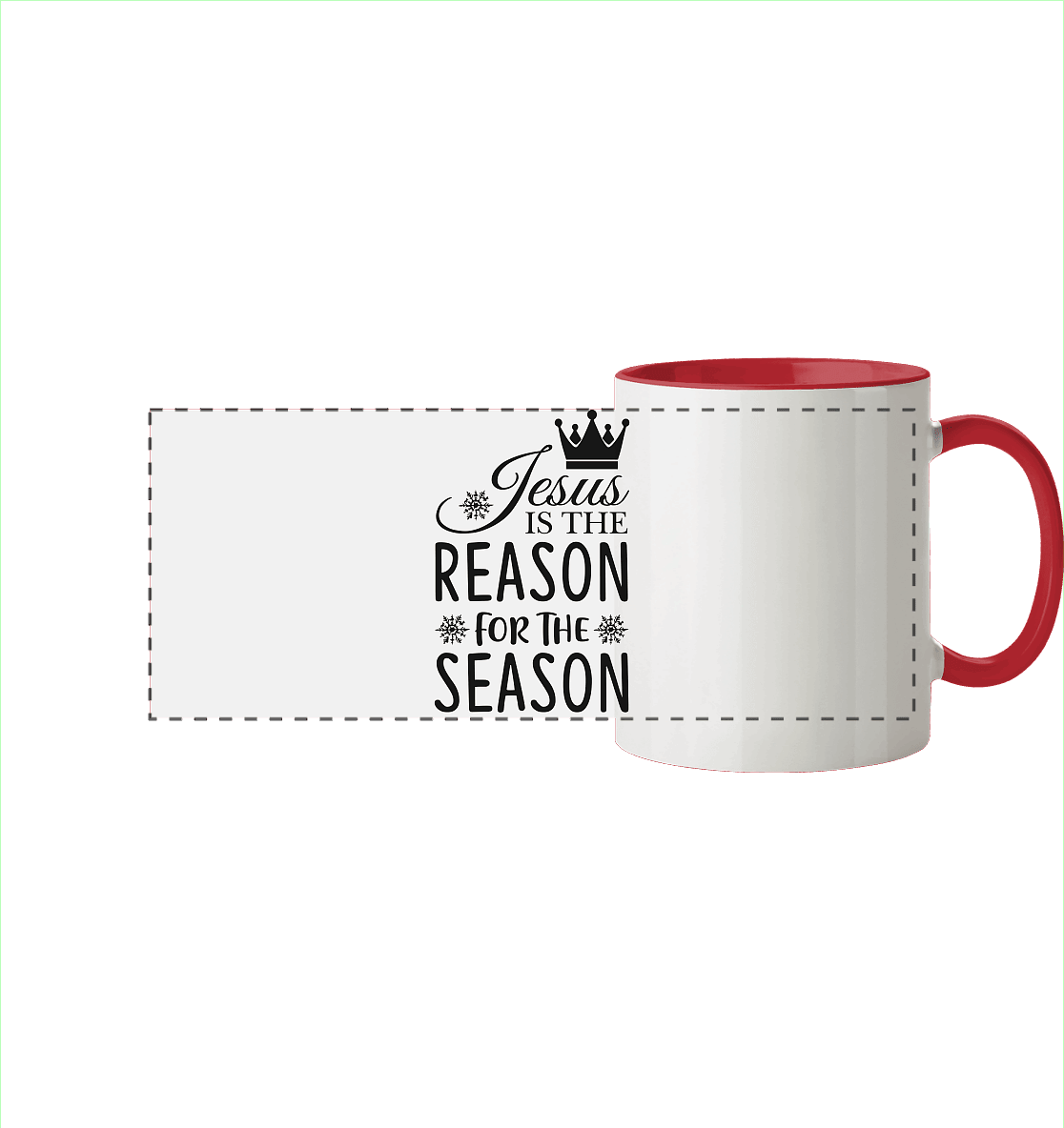 Jesus – Der Grund für die Weihnachtszeit | Christliche Geschenke - Panorama Tasse zweifarbig - Trinkgefäße - Rot - GfoitMa