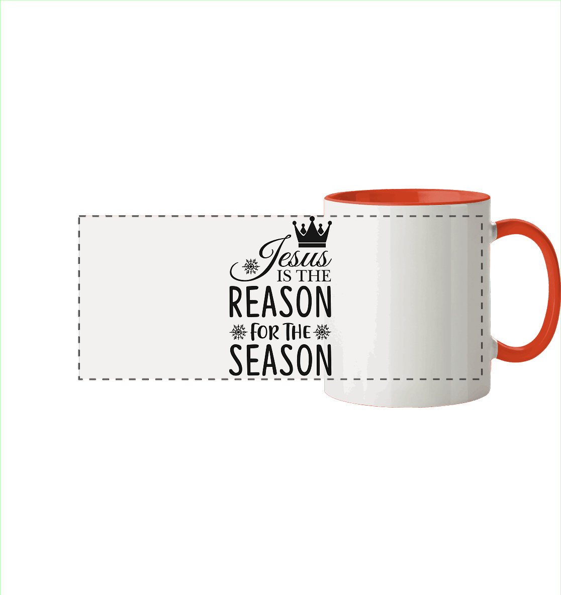 Jesus – Der Grund für die Weihnachtszeit | Christliche Geschenke - Panorama Tasse zweifarbig - Trinkgefäße - Orange - GfoitMa