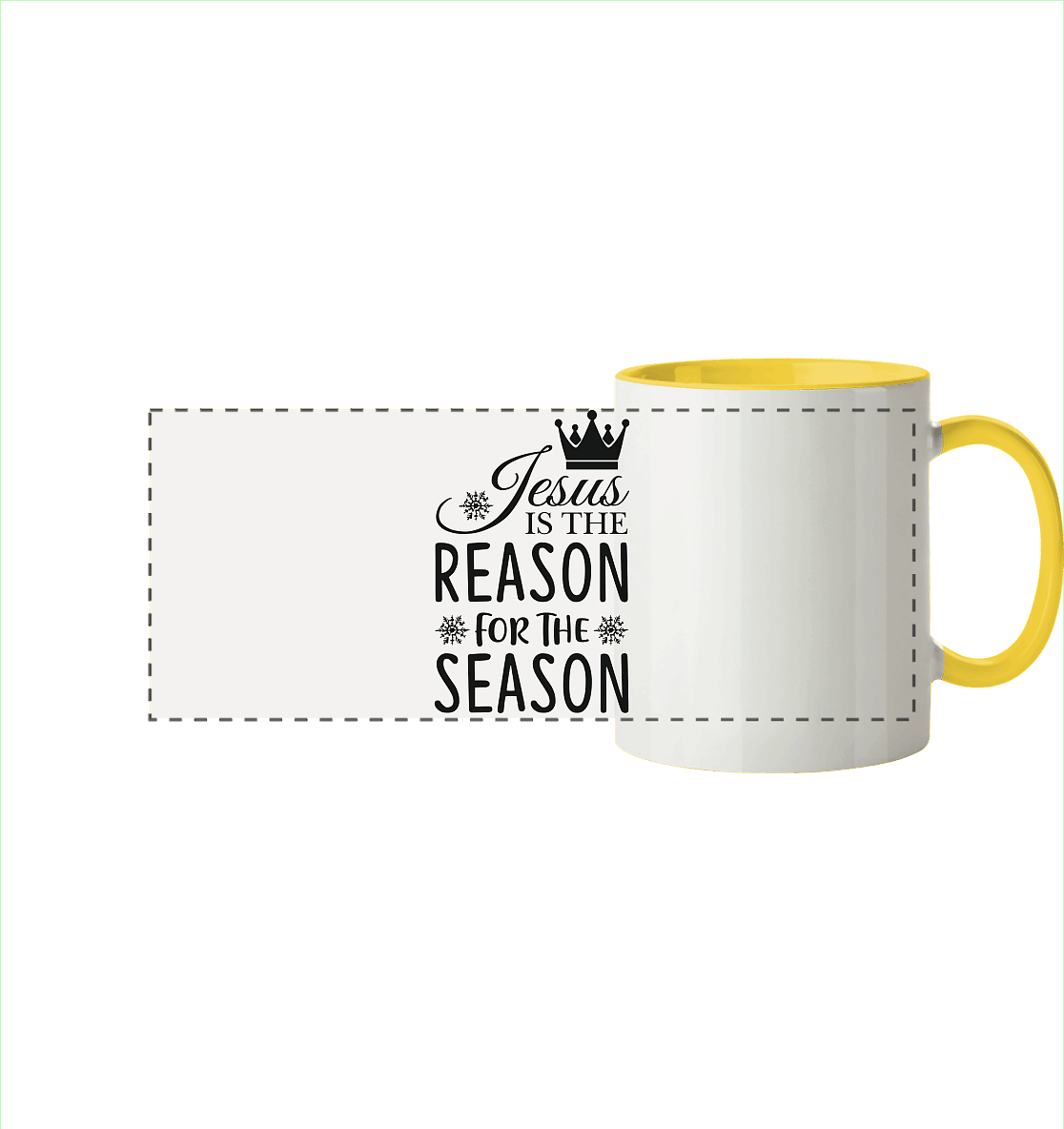 Jesus – Der Grund für die Weihnachtszeit | Christliche Geschenke - Panorama Tasse zweifarbig - Trinkgefäße - Hellgelb - GfoitMa