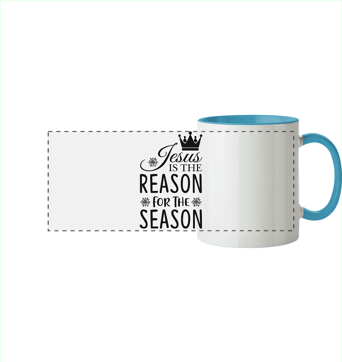 Jesus – Der Grund für die Weihnachtszeit | Christliche Geschenke - Panorama Tasse zweifarbig - Trinkgefäße - Hellblau - GfoitMa
