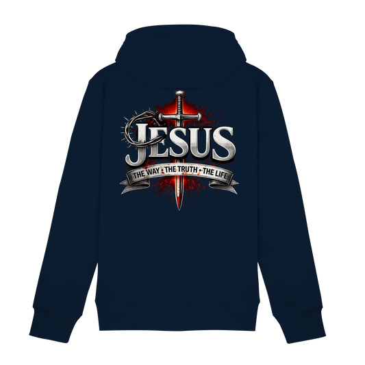 „Jesus: Der Weg, die Wahrheit, das Leben“ mit Schwert und Dornenkrone - Zipper - Jacken/ Zipper - Navy - GfoitMa