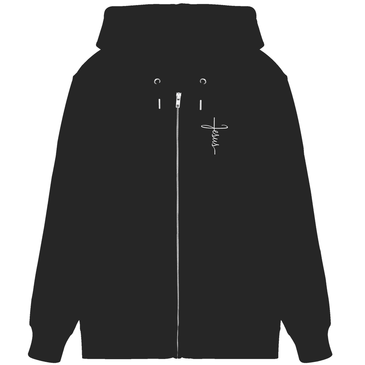 Jesus in Kreuzform - Stick (Weiß) - Organic Zipper (Stick) - GfoitMa - Black / XS