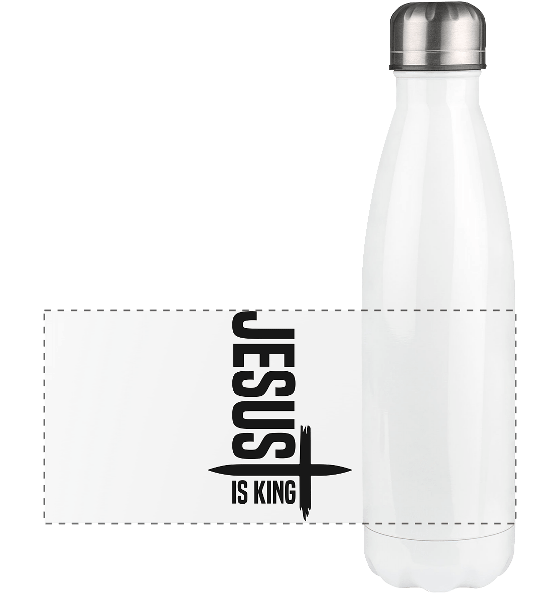 Jesus is King | Ein Statement des Glaubens - Panorama Thermoflasche 500ml - Trinkgefäße - White - GfoitMa