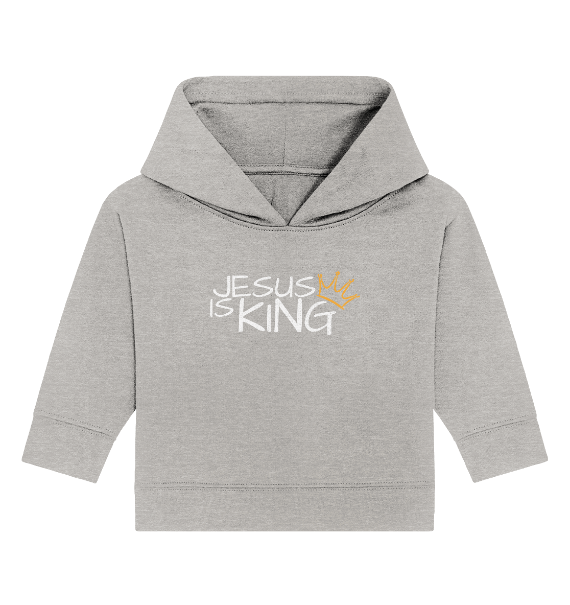Jesus is King – Eine kraftvolle Botschaft des Glaubens | Christliche Kleidung - Baby Organic Hoodie - Kids & Babys - Heather Grey - GfoitMa