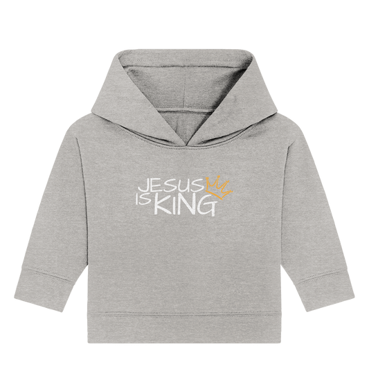 Jesus is King – Eine kraftvolle Botschaft des Glaubens | Christliche Kleidung - Baby Organic Hoodie - Kids & Babys - Heather Grey - GfoitMa