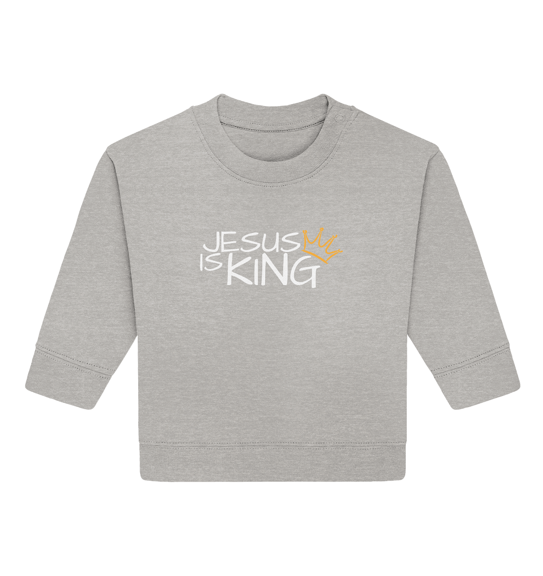 Jesus is King – Eine kraftvolle Botschaft des Glaubens | Christliche Kleidung - Baby Organic Sweatshirt - Kids & Babys - Heather Grey - GfoitMa