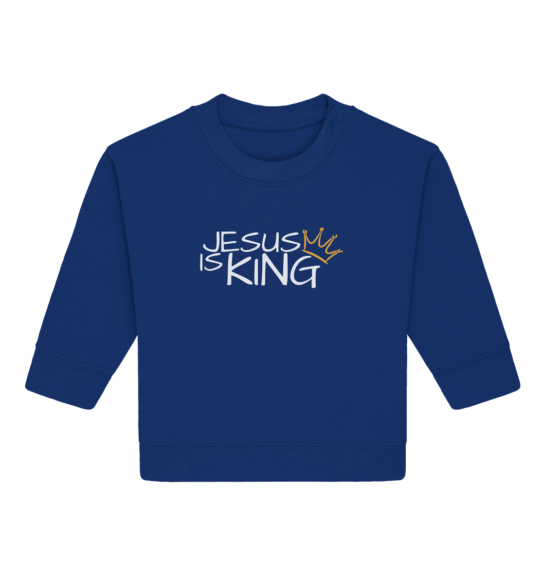 Jesus is King – Eine kraftvolle Botschaft des Glaubens | Christliche Kleidung - Baby Organic Sweatshirt - Kids & Babys - Majorelle Blue - GfoitMa
