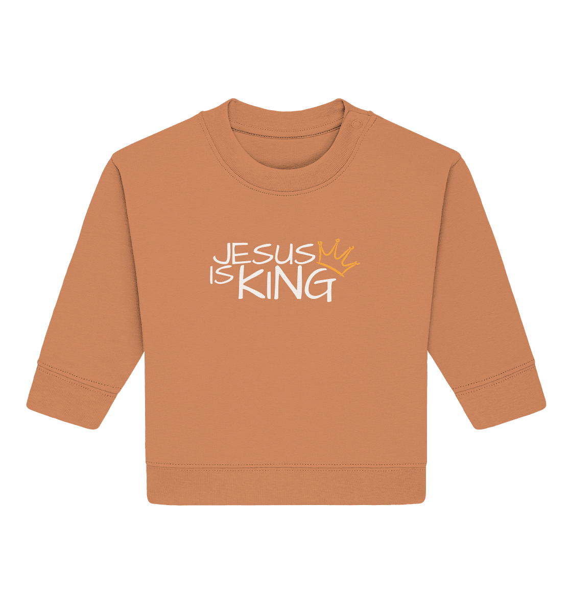 Jesus is King – Eine kraftvolle Botschaft des Glaubens | Christliche Kleidung - Baby Organic Sweatshirt - Kids & Babys - Volcano Stone - GfoitMa
