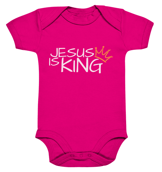 Jesus is King – Eine kraftvolle Botschaft des Glaubens | Christliche Kleidung - Organic Baby Bodysuit - Kids & Babys - Fuchsia Organic - GfoitMa