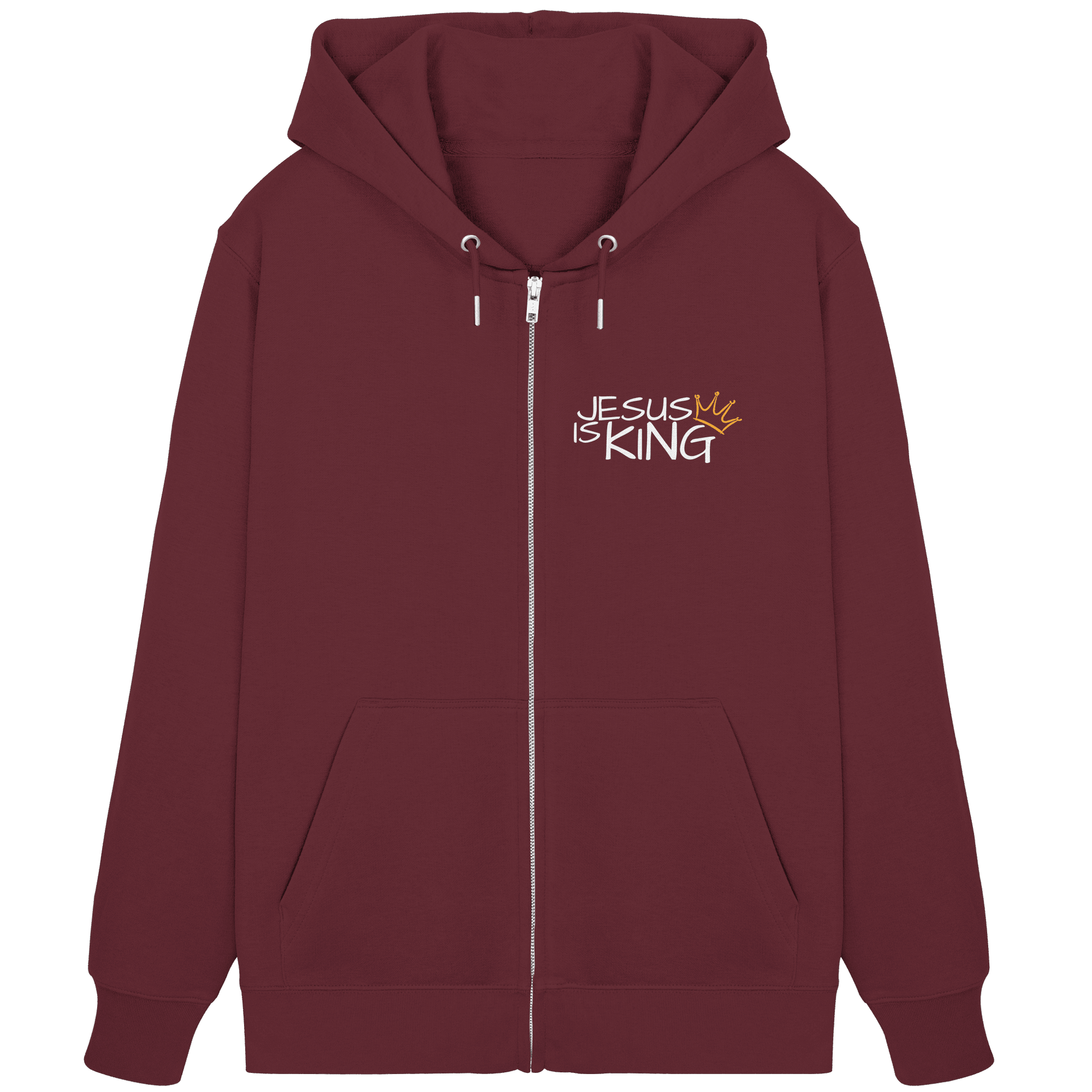 Jesus is King – Eine kraftvolle Botschaft des Glaubens | Christliche Kleidung - Organic Zipper - Jacken/ Zipper - Burgundy - GfoitMa