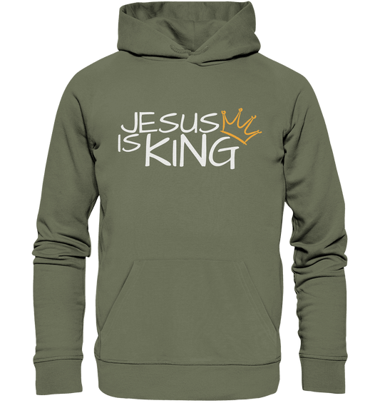 Jesus is King – Eine kraftvolle Botschaft des Glaubens | Christliche Kleidung - Premium Unisex Hoodie - Hoodies - Classic Olive - GfoitMa