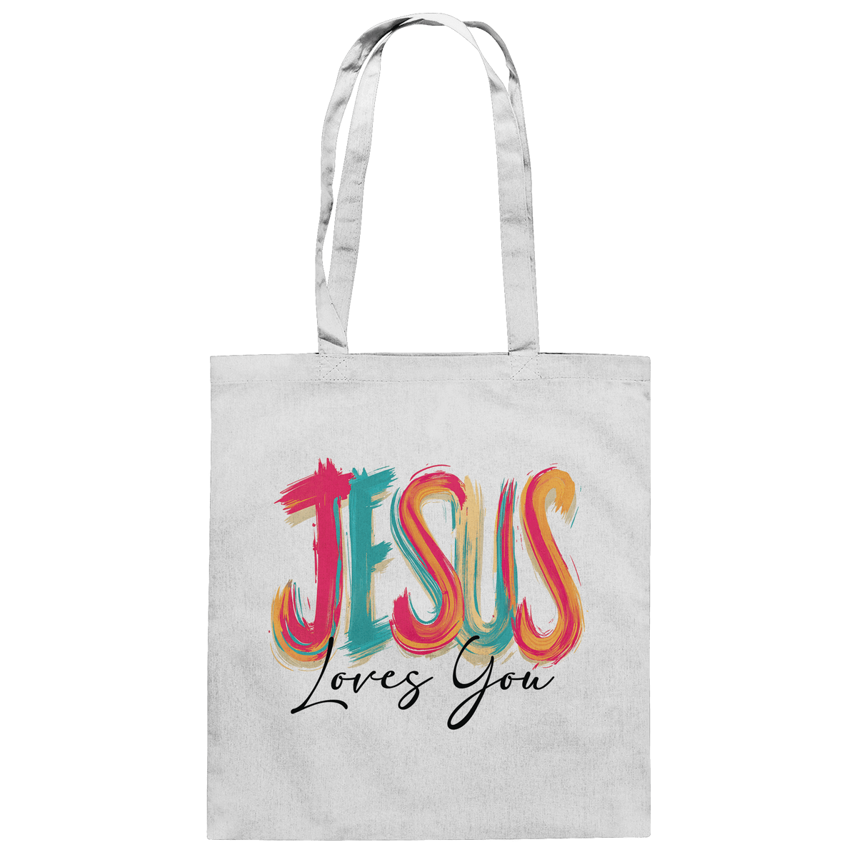 Jesus Loves You – Buntes Design voller Hoffnung und Liebe | Christliches Design - Baumwolltasche - Taschen - White - GfoitMa
