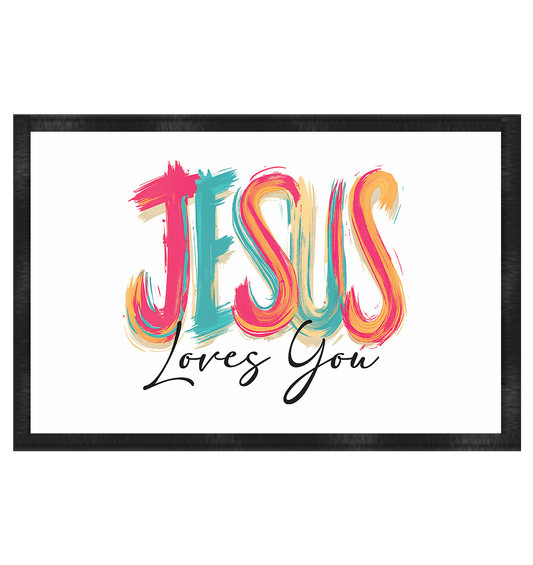Jesus Loves You – Buntes Design voller Hoffnung und Liebe | Christliches Design - Fußmatte 60x40cm - Home & Living - White - GfoitMa