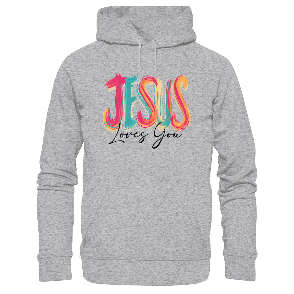 Jesus Loves You – Buntes Design voller Hoffnung und Liebe | Christliches Design - Kids Premium Hoodie - Kids & Babys - Heather Grey (meliert) - GfoitMa