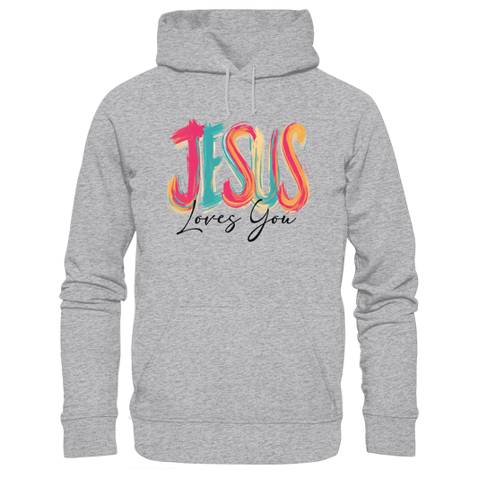 Jesus Loves You – Buntes Design voller Hoffnung und Liebe | Christliches Design - Kids Premium Hoodie - Kids & Babys - Heather Grey (meliert) - GfoitMa