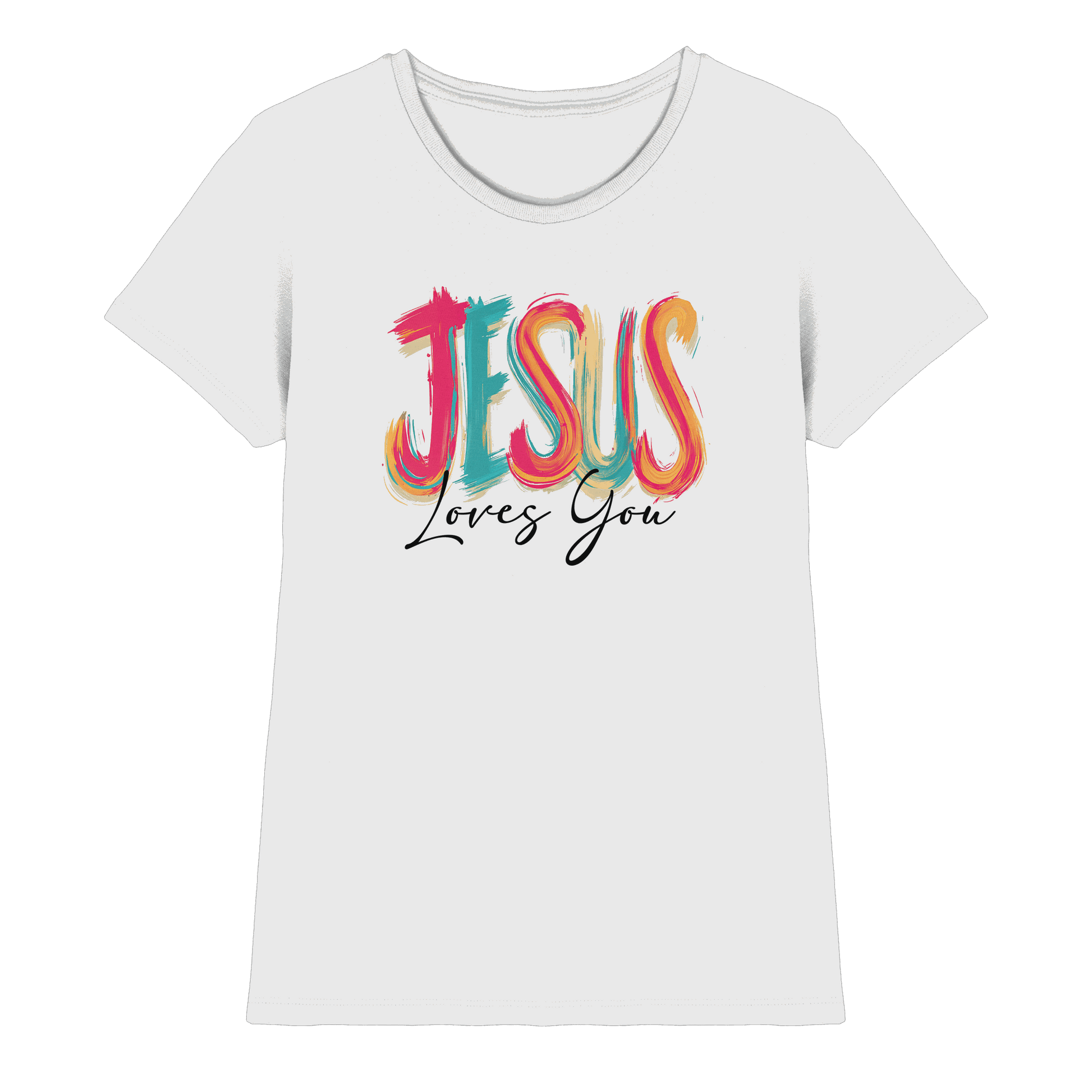 Jesus Loves You – Buntes Design voller Hoffnung und Liebe | Christliches Design - Ladies Premium Shirt - Lady-Shirts - White - GfoitMa