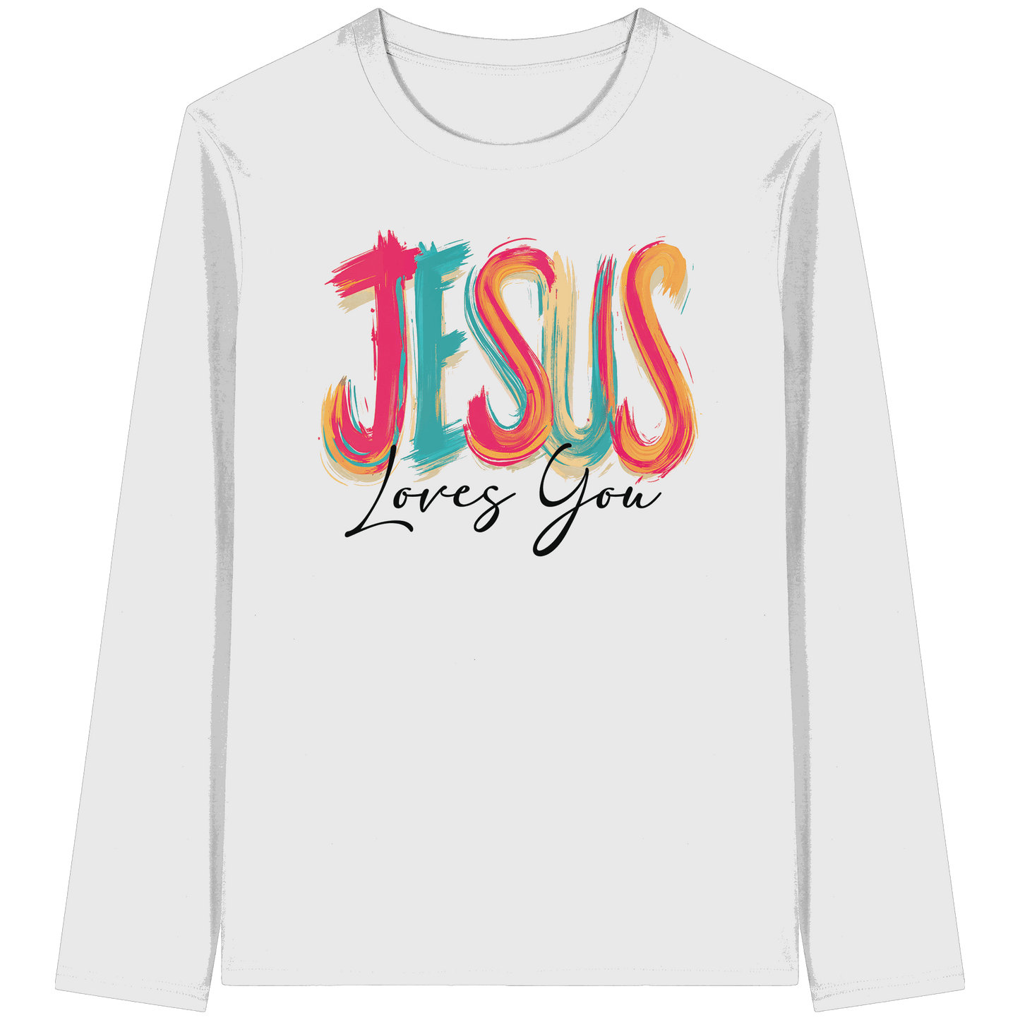 Jesus Loves You – Buntes Design voller Hoffnung und Liebe | Christliches Design - Organic Longsleeve T-Shirt - Unisex-Shirts - White - GfoitMa