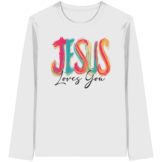 Jesus Loves You – Buntes Design voller Hoffnung und Liebe | Christliches Design - Organic Longsleeve T-Shirt - Unisex-Shirts - White - GfoitMa