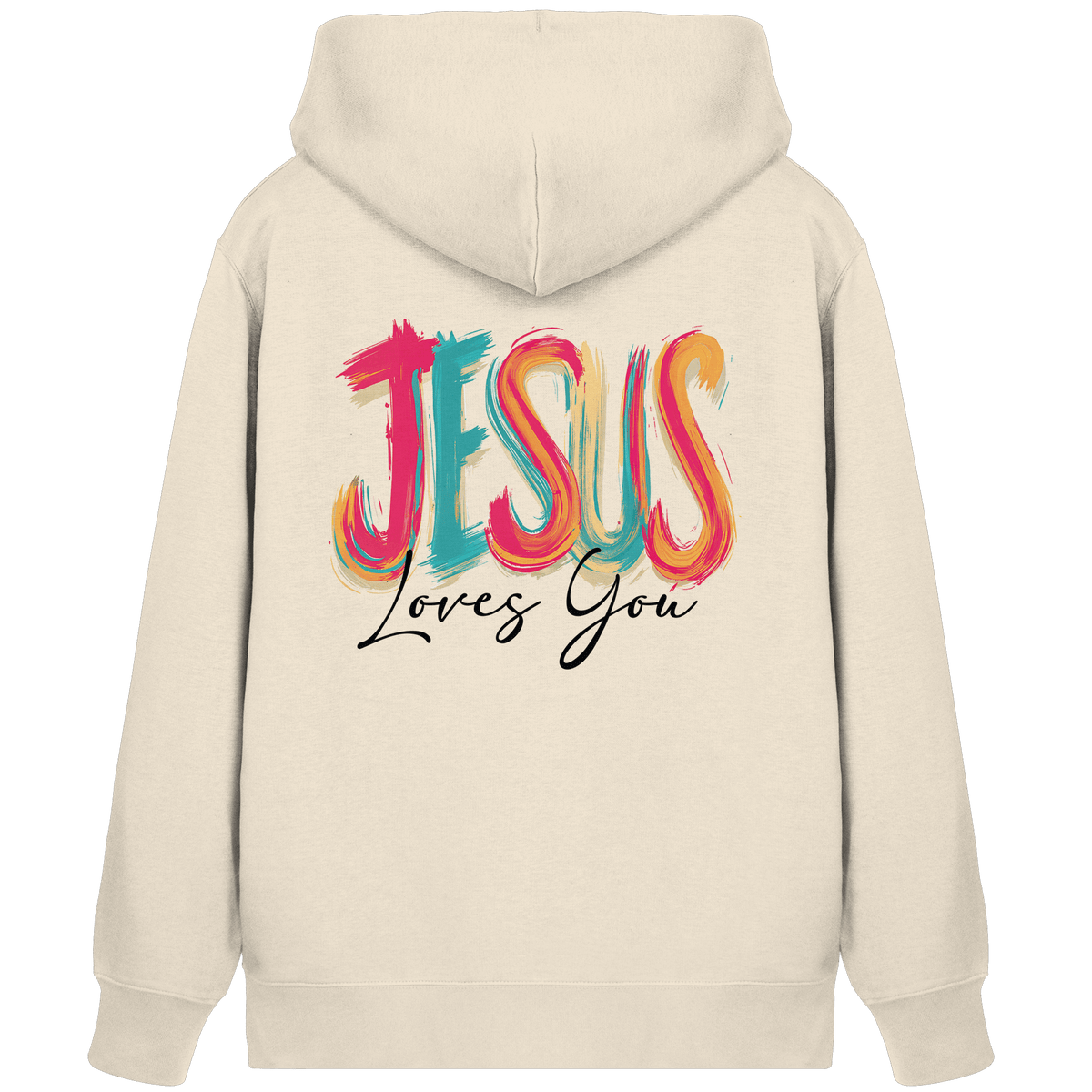 Jesus Loves You – Buntes Design voller Hoffnung und Liebe | Christliches Design - Organic Zipper - Jacken/ Zipper - Natural Raw - GfoitMa