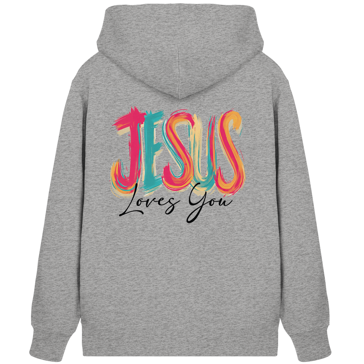 Jesus Loves You – Buntes Design voller Hoffnung und Liebe | Christliches Design - Organic Zipper - Jacken/ Zipper - Heather Grey - GfoitMa