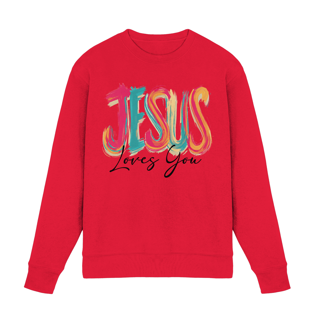 Jesus Loves You – Buntes Design voller Hoffnung und Liebe | Christliches Design - Premium Sweatshirt - Sweatshirts - Rot - GfoitMa