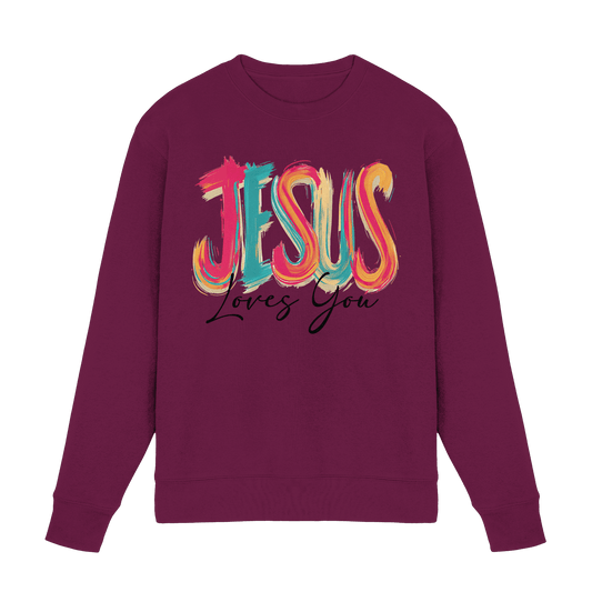 Jesus Loves You – Buntes Design voller Hoffnung und Liebe | Christliches Design - Premium Sweatshirt - Sweatshirts - Burgund - GfoitMa