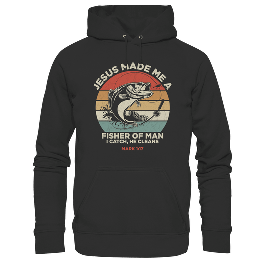 Jesus Made Me a Fisher of Men – I Catch, He Cleans | Christliches Design inspiriert von Matthäus 4:19 - Kids Premium Hoodie - Kids & Babys - Black - GfoitMa