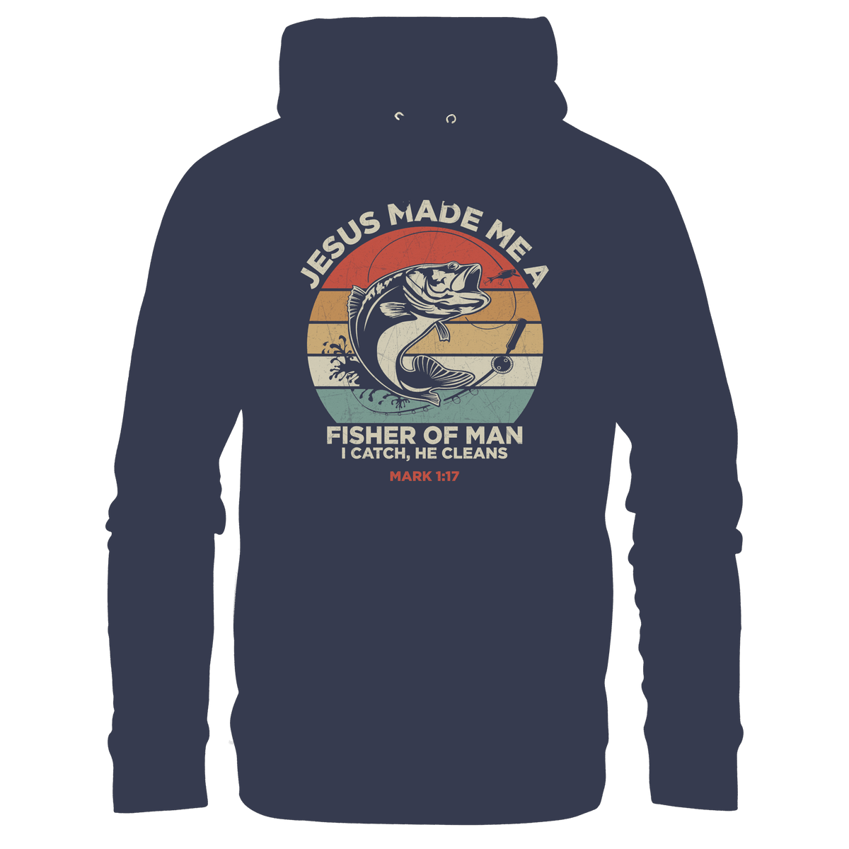 Jesus Made Me a Fisher of Men – I Catch, He Cleans | Christliches Design inspiriert von Matthäus 4:19 - Kids Premium Hoodie - Kids & Babys - Deep Navy - GfoitMa