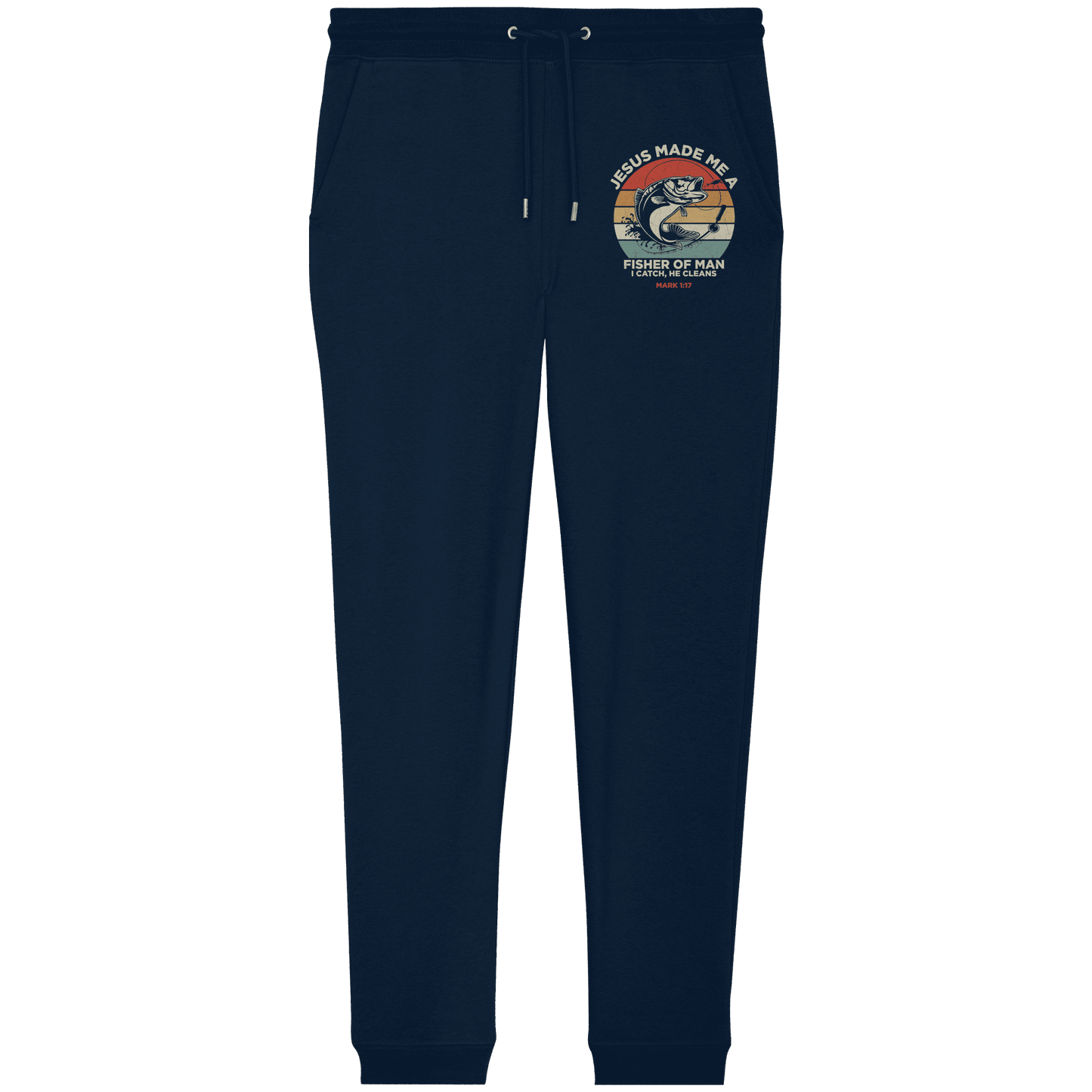 Jesus Made Me a Fisher of Men – I Catch, He Cleans | Christliches Design inspiriert von Matthäus 4:19 - Organic Jogger Pants - Hosen - French Navy - GfoitMa