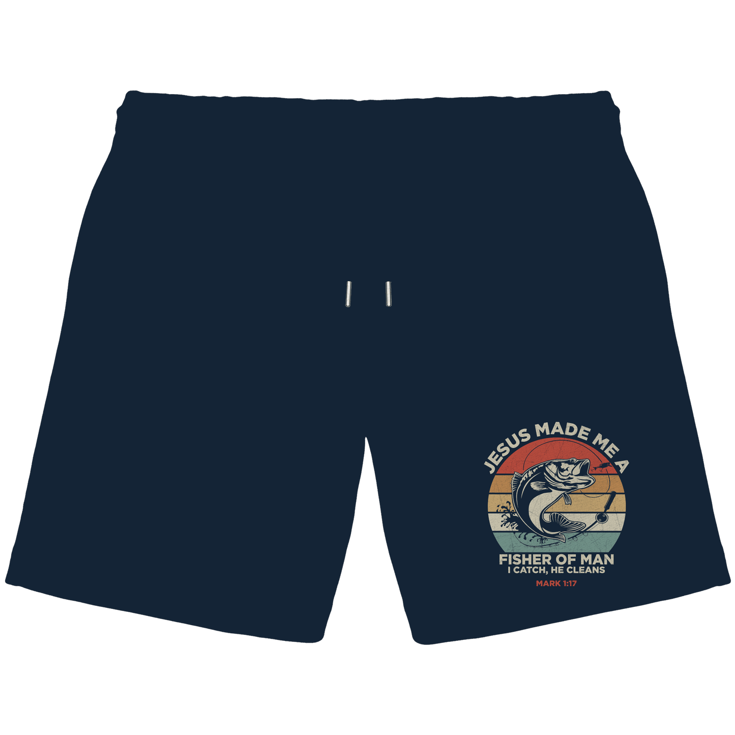 Jesus Made Me a Fisher of Men – I Catch, He Cleans | Christliches Design inspiriert von Matthäus 4:19 - Organic Jogger Shorts - Hosen - French Navy - GfoitMa