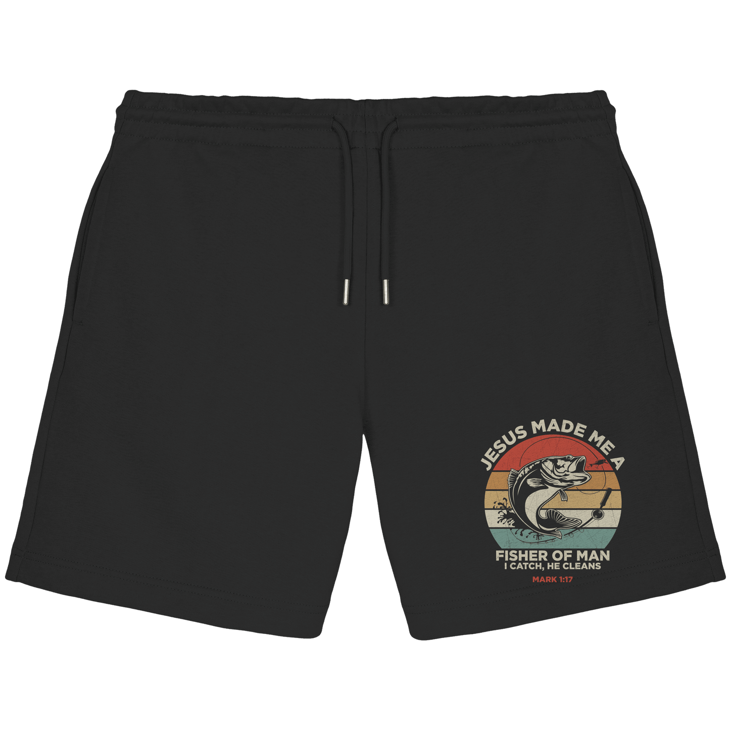 Jesus Made Me a Fisher of Men – I Catch, He Cleans | Christliches Design inspiriert von Matthäus 4:19 - Organic Jogger Shorts - Hosen - Black - GfoitMa