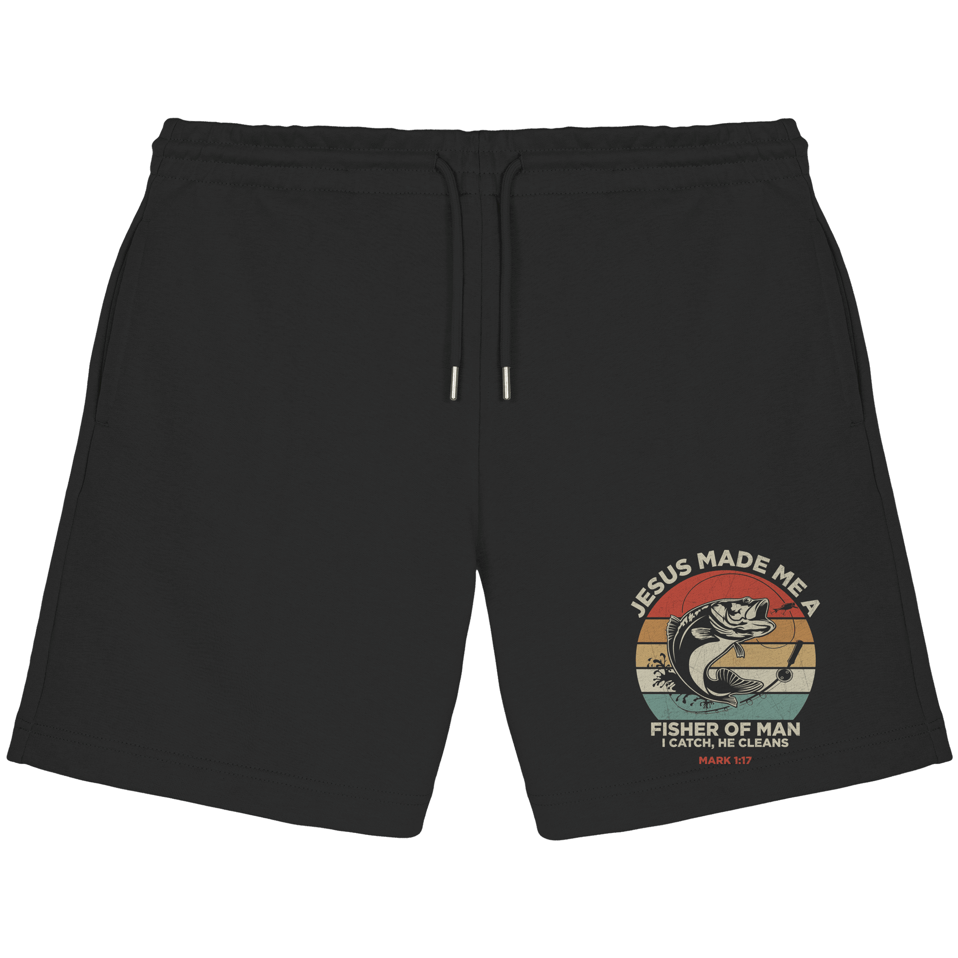 Jesus Made Me a Fisher of Men – I Catch, He Cleans | Christliches Design inspiriert von Matthäus 4:19 - Organic Jogger Shorts - Hosen - Black - GfoitMa