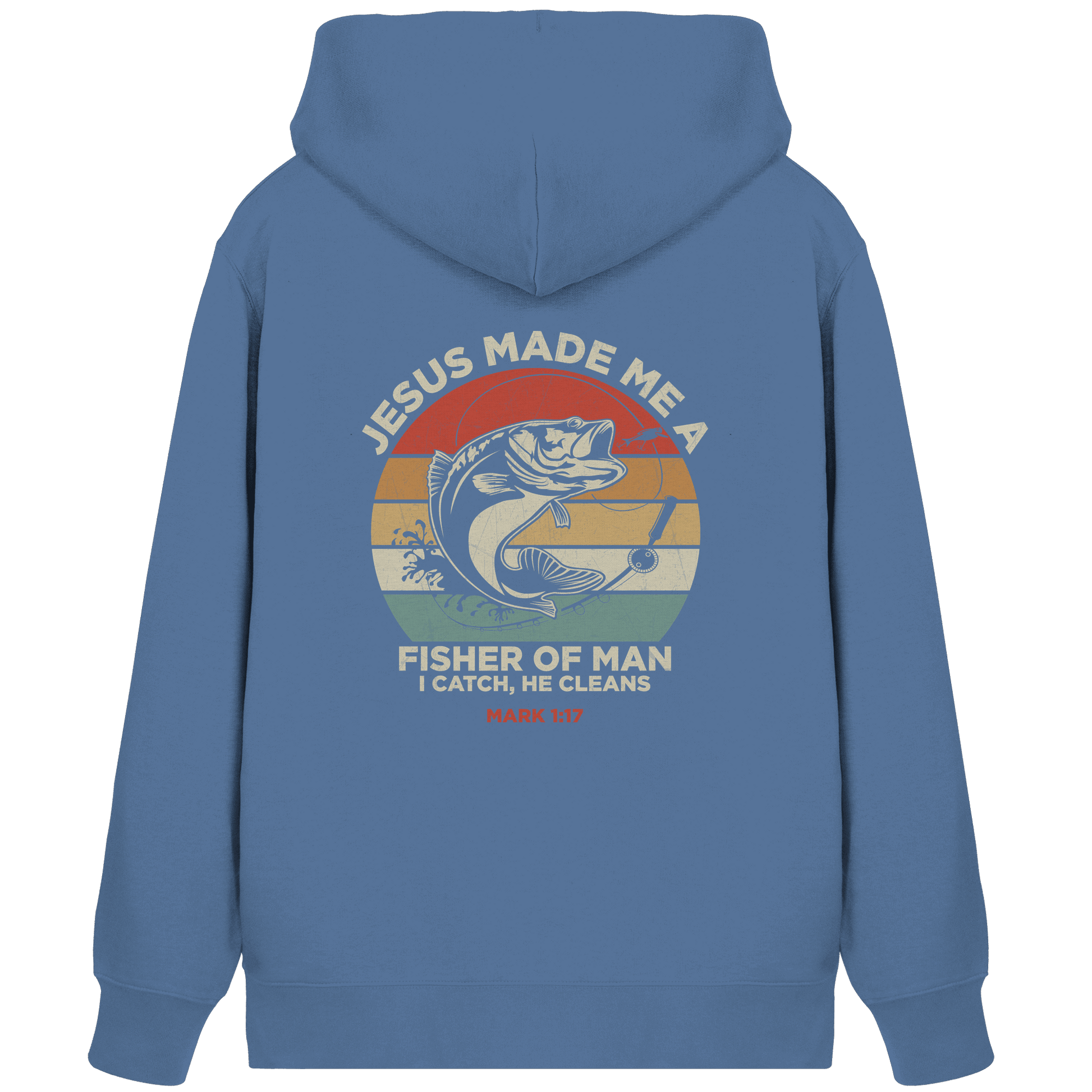 Jesus Made Me a Fisher of Men – I Catch, He Cleans | Christliches Design inspiriert von Matthäus 4:19 - Organic Zipper - Jacken/ Zipper - Bright Blue - GfoitMa