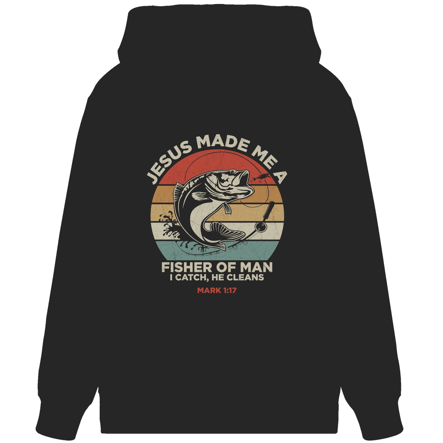 Jesus Made Me a Fisher of Men – I Catch, He Cleans | Christliches Design inspiriert von Matthäus 4:19 - Organic Zipper - Jacken/ Zipper - Black - GfoitMa