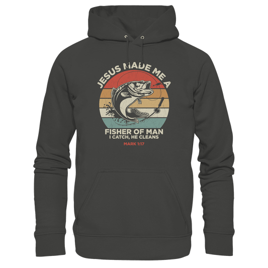 Jesus Made Me a Fisher of Men – I Catch, He Cleans | Christliches Design inspiriert von Matthäus 4:19 - Premium Unisex Hoodie - Hoodies - Charcoal - GfoitMa