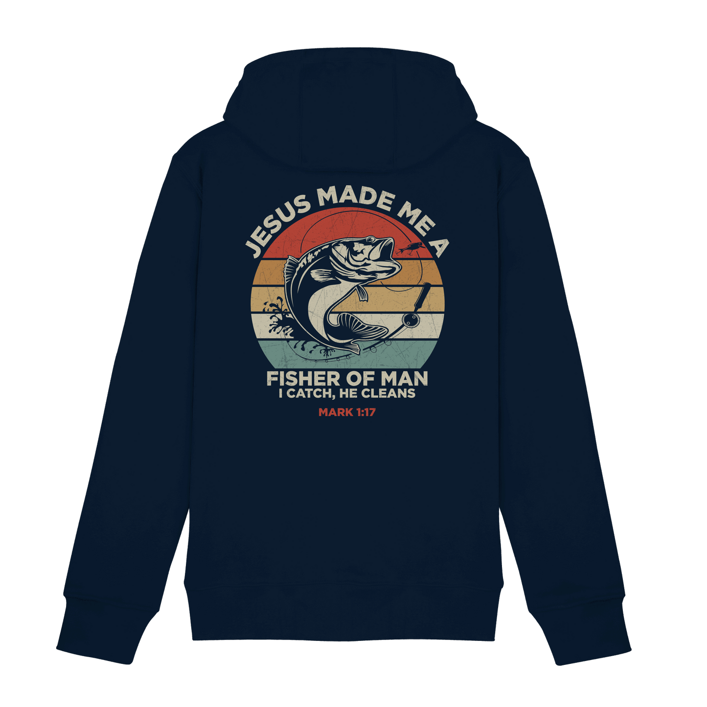 Jesus Made Me a Fisher of Men – I Catch, He Cleans | Christliches Design inspiriert von Matthäus 4:19 - Zipper - Jacken/ Zipper - Navy - GfoitMa