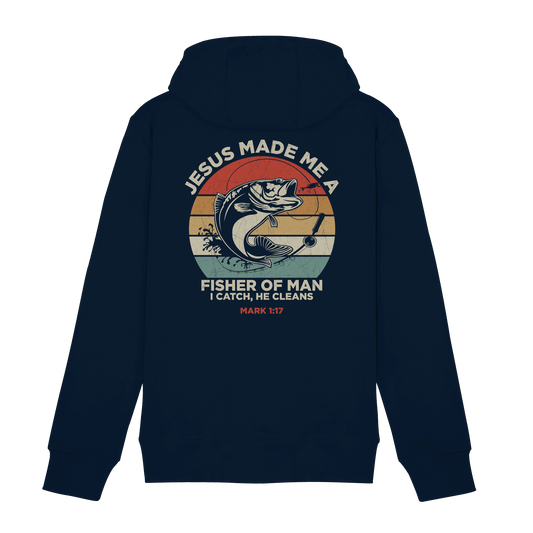 Jesus Made Me a Fisher of Men – I Catch, He Cleans | Christliches Design inspiriert von Matthäus 4:19 - Zipper - Jacken/ Zipper - Navy - GfoitMa