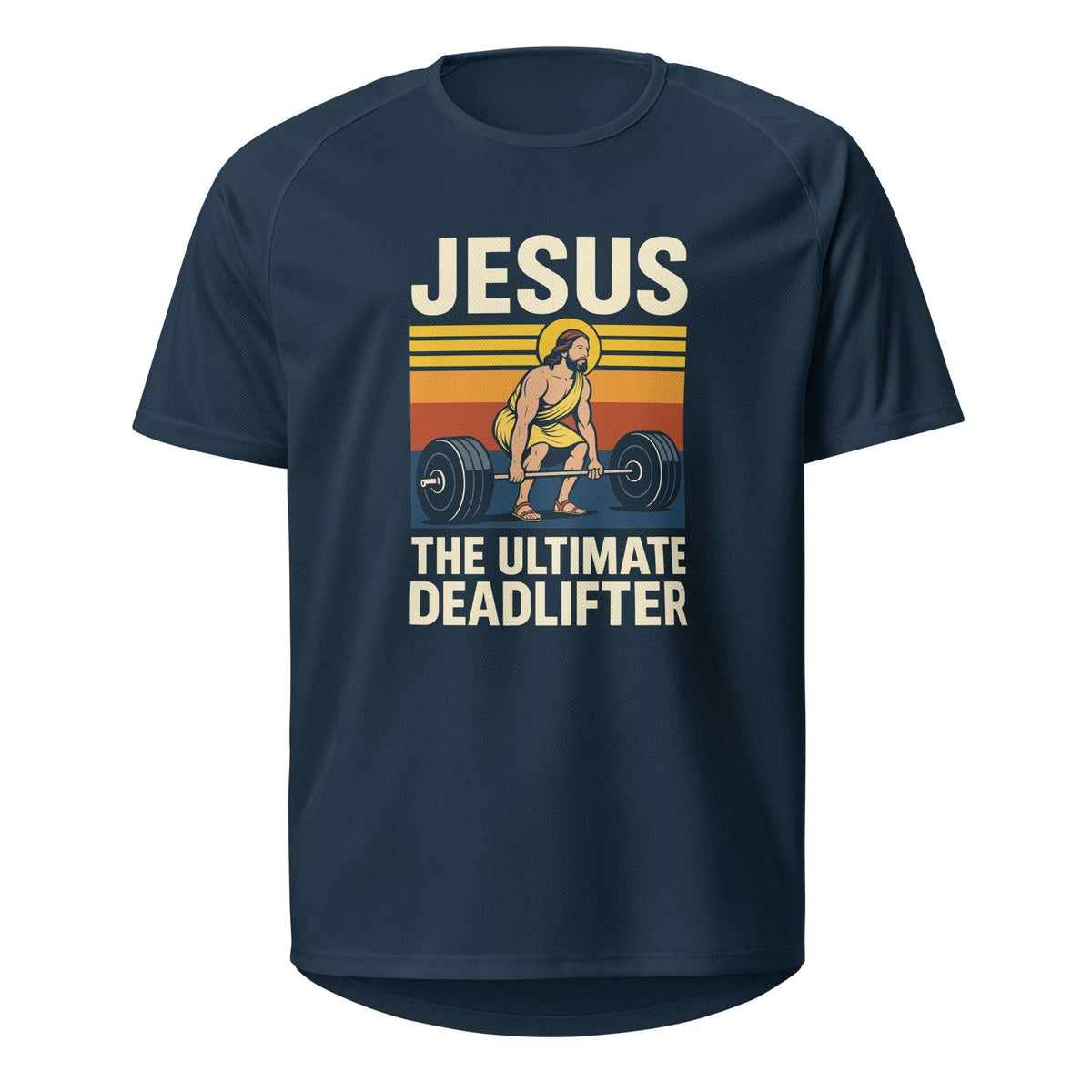 Jesus the Ultimate Deadlifter - Unisex Sport-Trikot - Christliches Fitness- & Kraftsport-Shirt - French Navy - GfoitMa