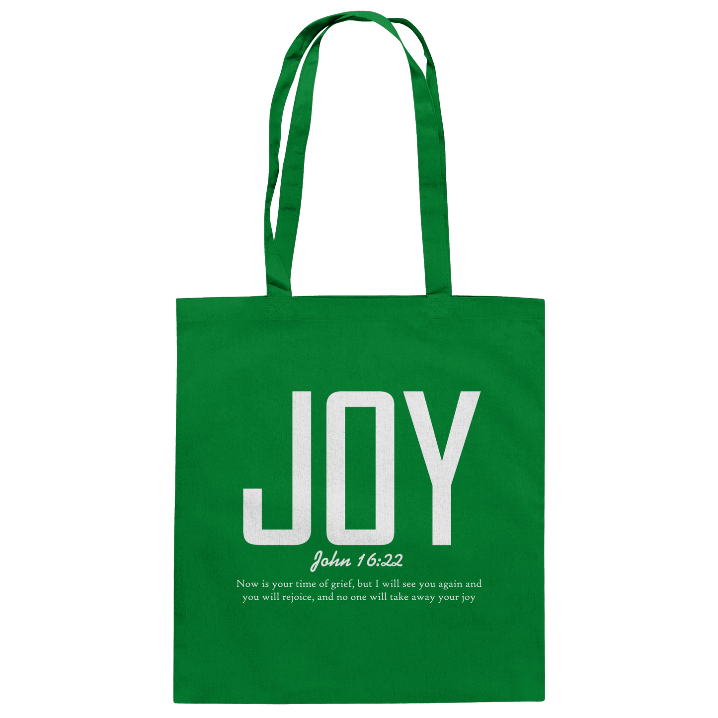JOY – John 16:22 | Christliches Design mit Bibelvers - Baumwolltasche - Taschen - Kelly Green - GfoitMa