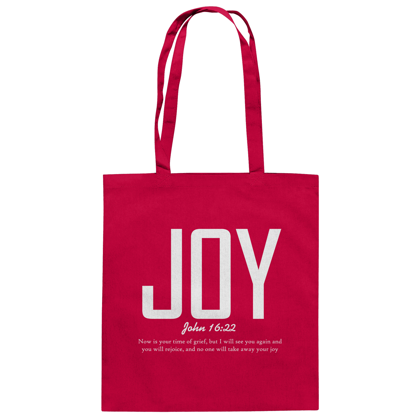 JOY – John 16:22 | Christliches Design mit Bibelvers - Baumwolltasche - Taschen - Classic Red - GfoitMa
