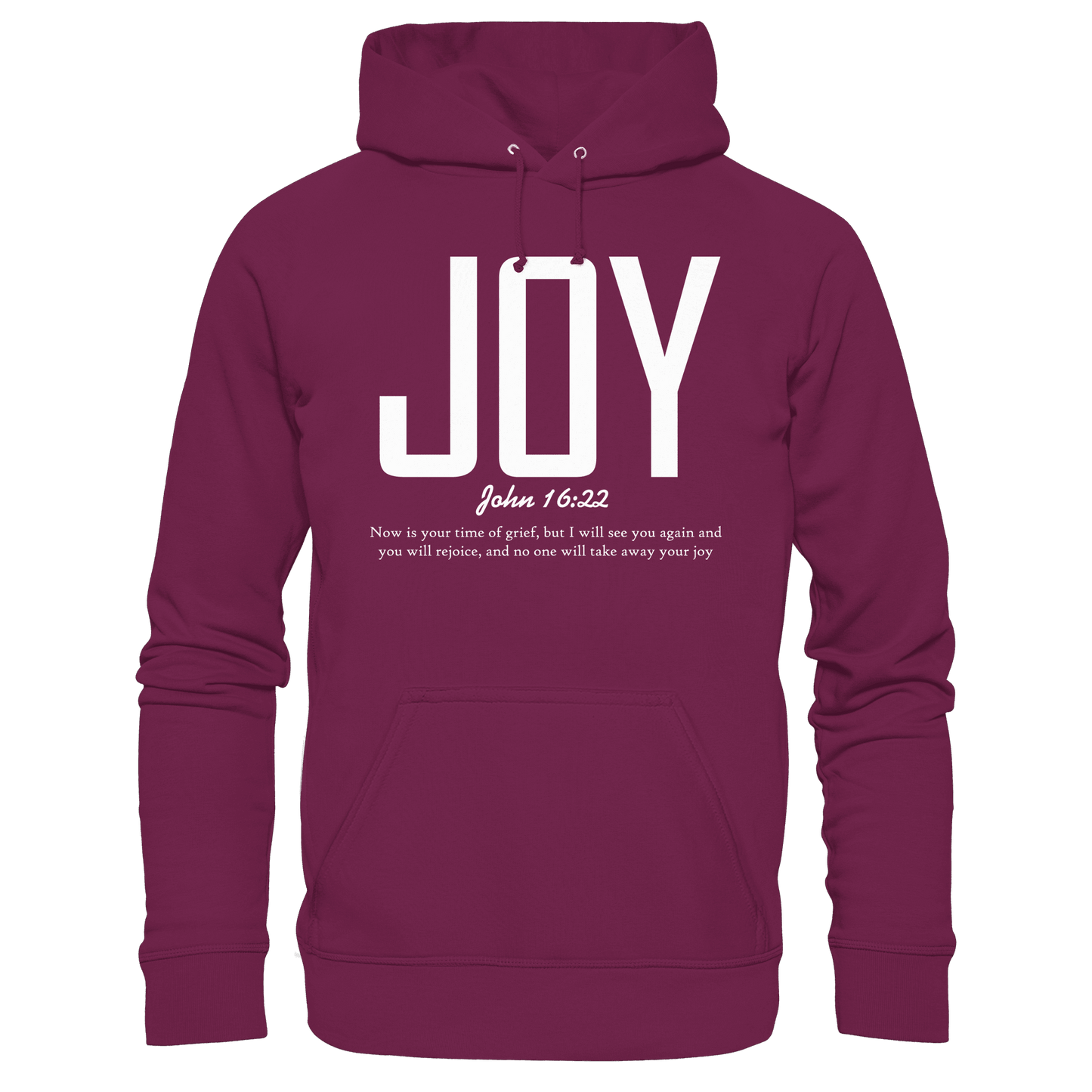 JOY – John 16:22 | Christliches Design mit Bibelvers - Premium Unisex Hoodie - Hoodies - Burgund - GfoitMa